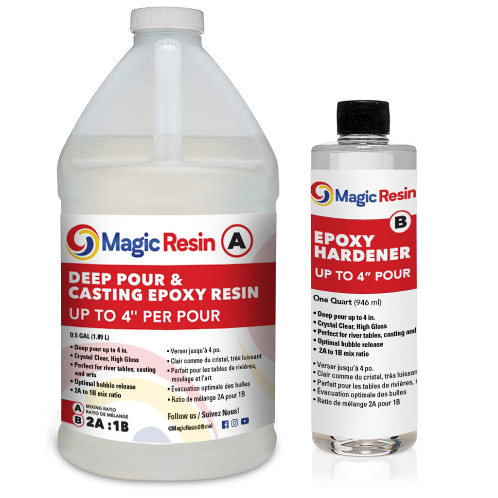 .75 Gallon (2.85 L) | 4" Deep Pour, Casting & Art | Clear Epoxy Resin Kit | Free Shipping - Magic Resin USA