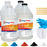 4 Gallon (15.2 L) | Art & Craft Epoxy Resin Kit | Includes 4 Pairs of Gloves, 4 Cups, 8 Sticks & 10 X 5G Mica Powder Bags