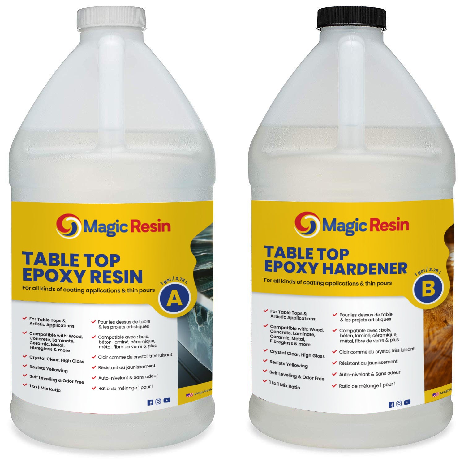 2 Gallon | Table Top Clear Coating Epoxy Resin Kit | Free Express Shipping