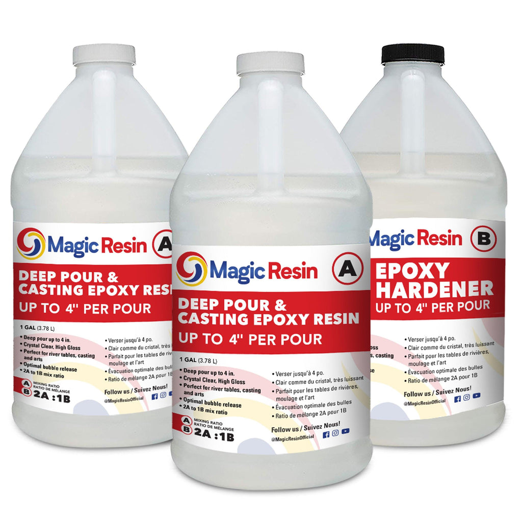 Epoxy Resin 2 Gallon Kit | 1:1 Crystal Clear Resin and Hardener for Super  Gloss Coating | for Bars, Tabletop, Art, Jewelry, Casting Molds | Safe for