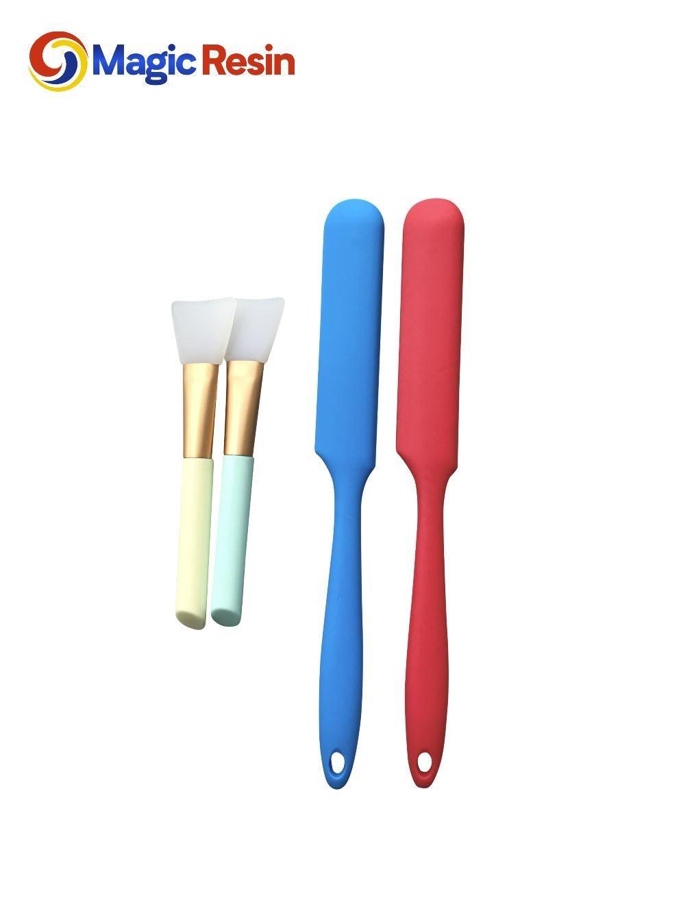 2 x Silicone Stir Sticks & 2 x Silicone Brushes | Great for Epoxy Resin Mixing | Non-Stick - Magic Resin USA